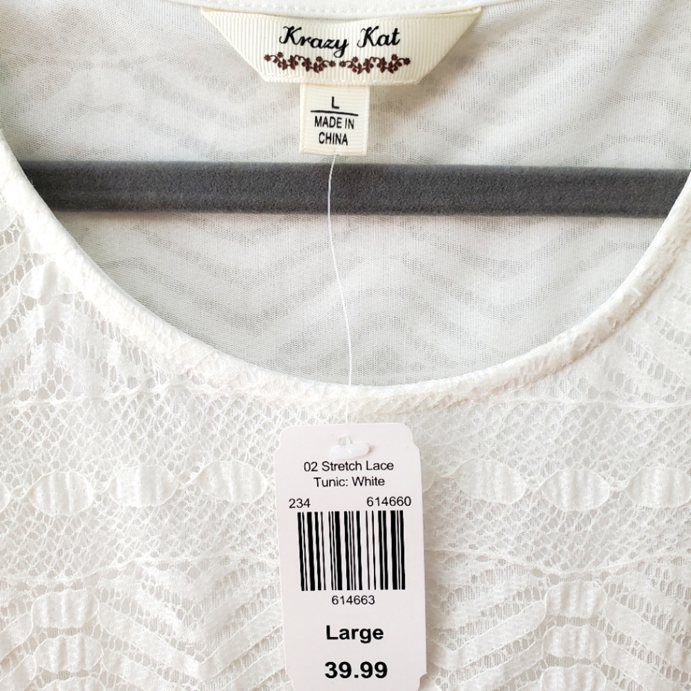 NWT Krazy Kat Boutique style Lace Blouse size Large - Picture 6 of 6